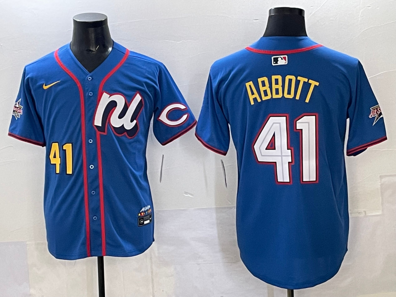 Men 2025 Cincinnati Reds #41 Abbott blue Nike MLB All Star jersey style 4